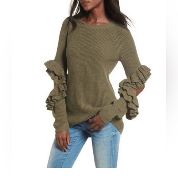 BP Ruffled Sleeve cut out sweater - Picture 1 of 9